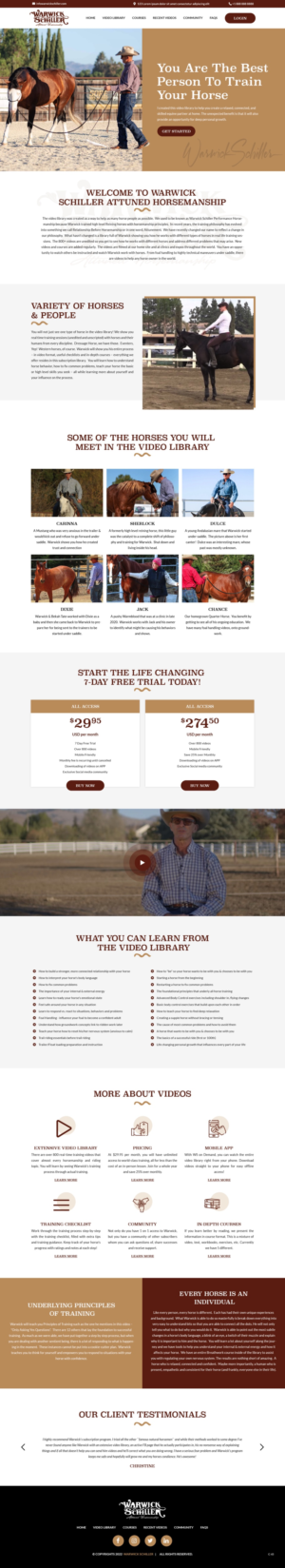 Landing Page Design by pb for Warwick Schiller Attuned Horsemanship | Design: #28328024