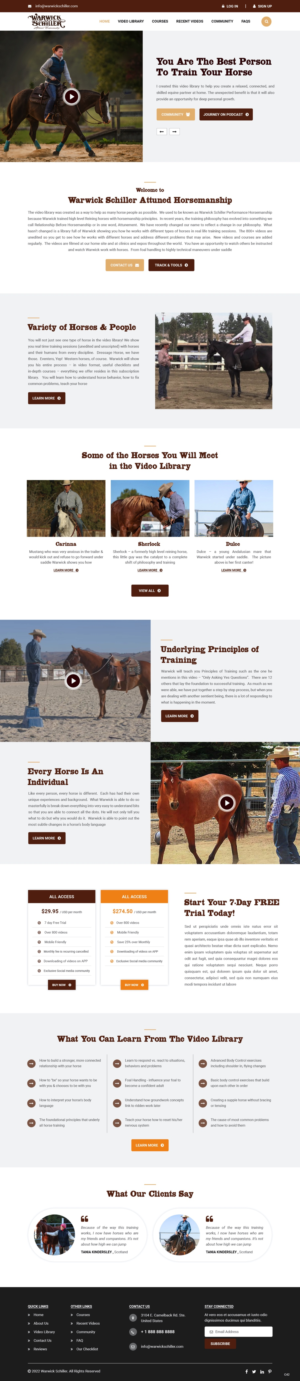 Landing Page-Design von pb für Warwick Schiller Attuned Horsemanship | Design: #28328025