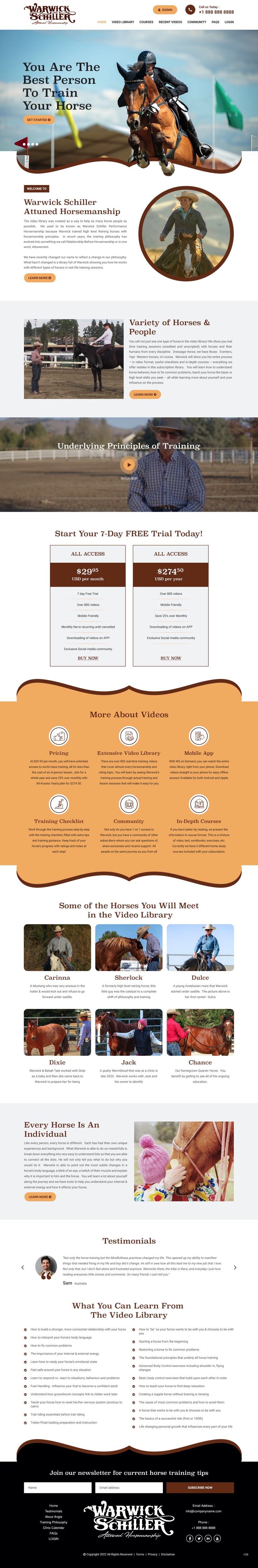 Landing Page Design by pb for Warwick Schiller Attuned Horsemanship | Design #28328027