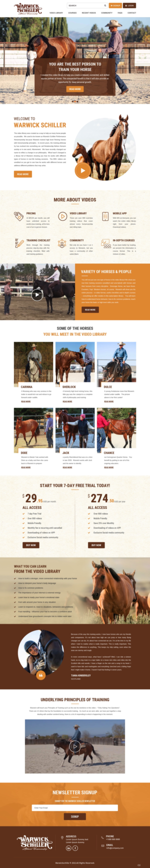 Horse Training Video Library Landing Page | Diseño de Página de Aterrizaje por pb