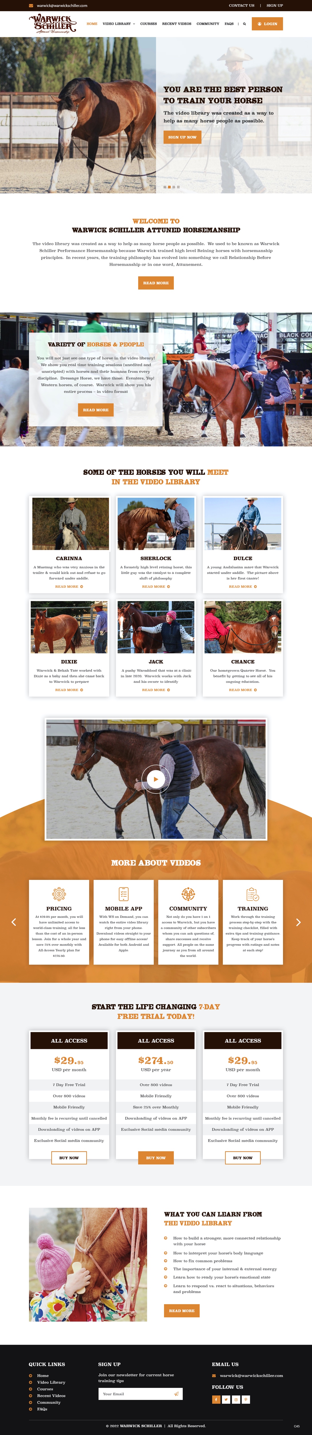 Diseño de Página de Aterrizaje por pb para Warwick Schiller Attuned Horsemanship | Diseño #28328030