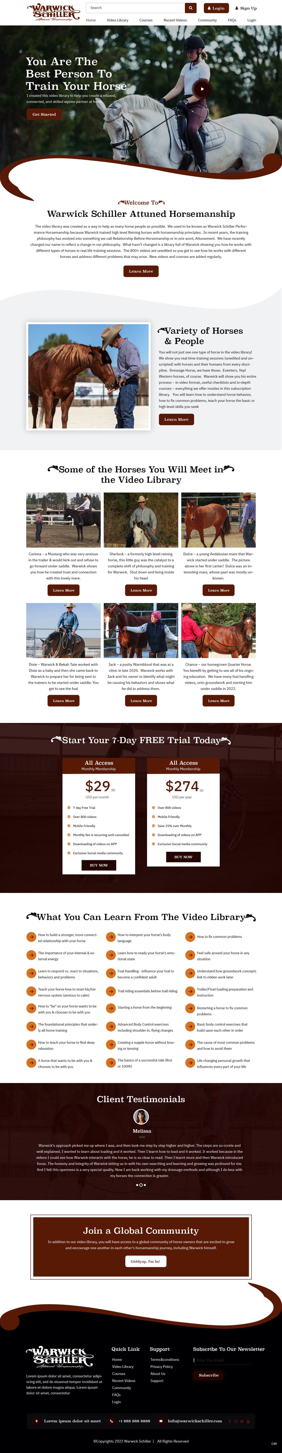 Landing Page-Design von pb für Warwick Schiller Attuned Horsemanship | Design #28328031