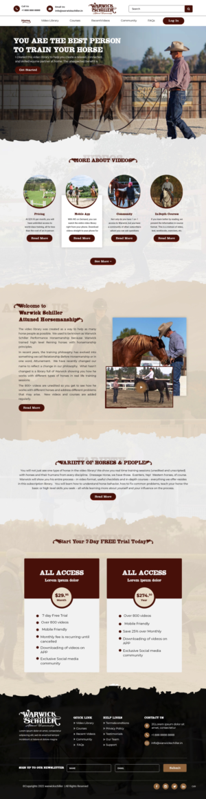 Landing Page Design by pb for Warwick Schiller Attuned Horsemanship | Design: #28328035