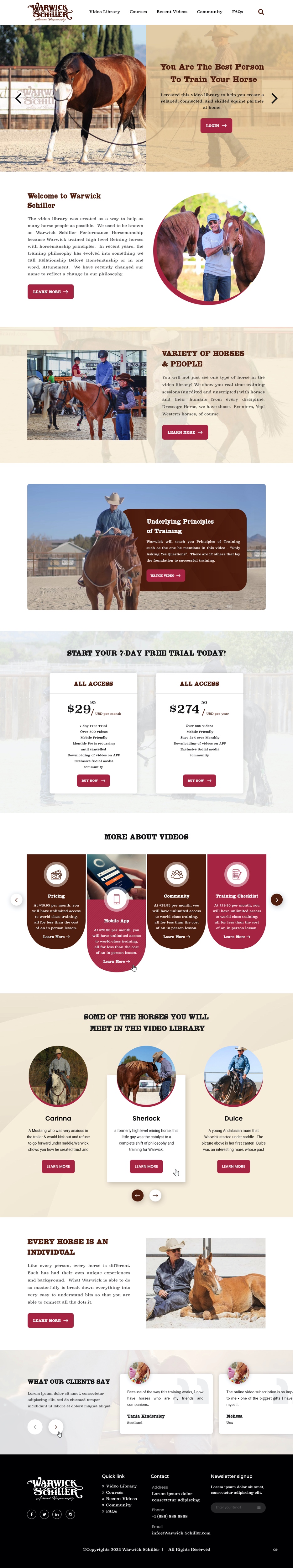 Landing Page-Design von pb für Warwick Schiller Attuned Horsemanship | Design #28328036