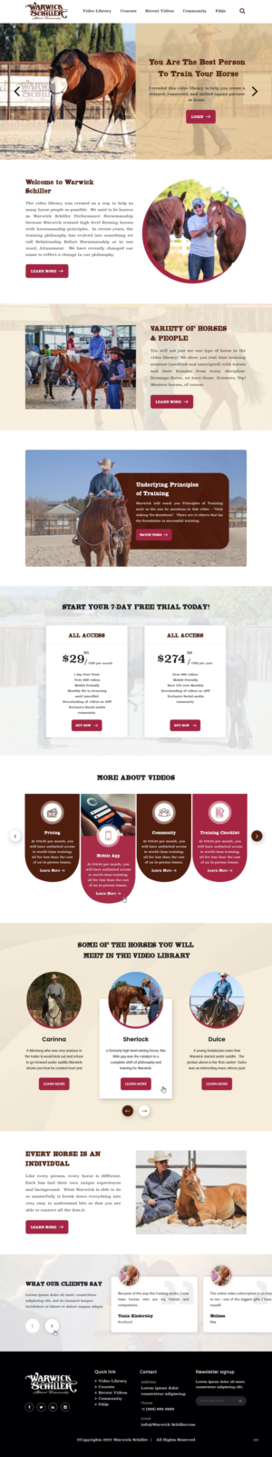 Landing Page Design by pb for Warwick Schiller Attuned Horsemanship | Design: #28328036