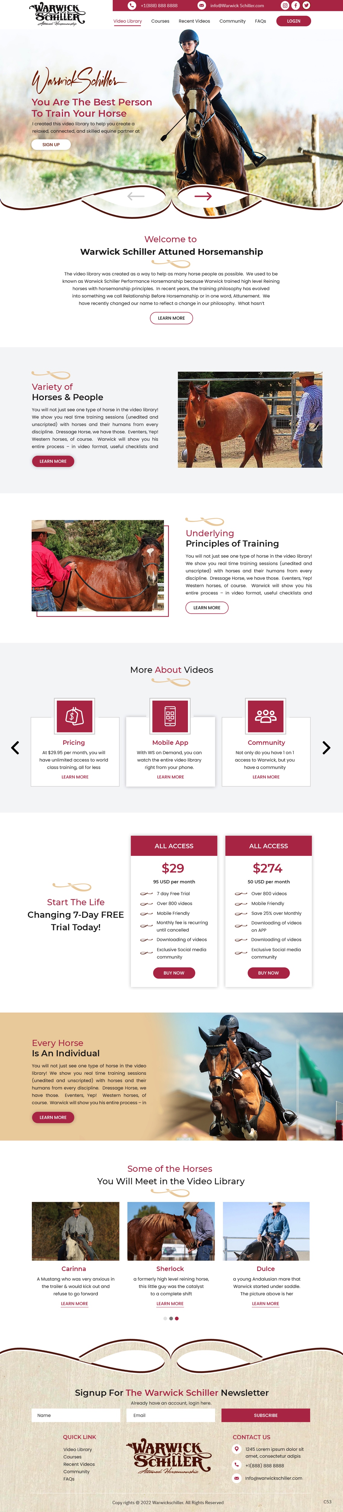 Landing Page Design by pb for Warwick Schiller Attuned Horsemanship | Design #28328038