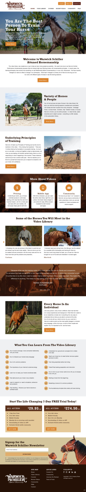 Landing Page Design by pb for Warwick Schiller Attuned Horsemanship | Design: #28328040