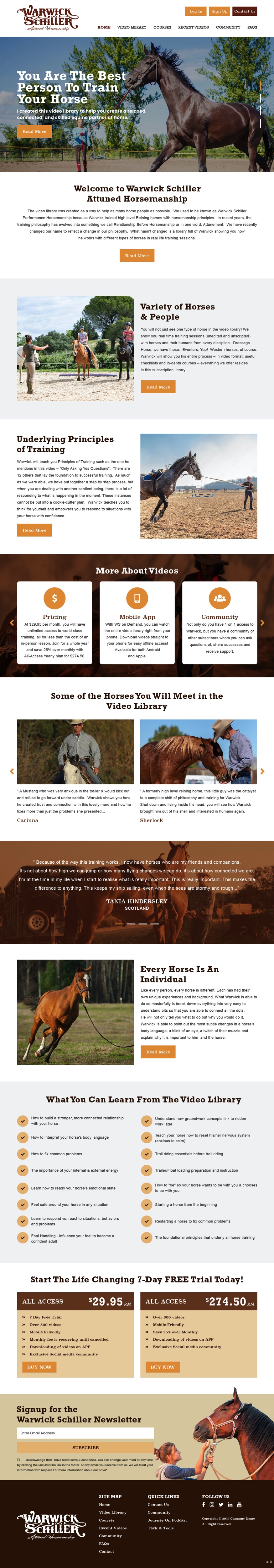 Landing Page-Design von pb für Warwick Schiller Attuned Horsemanship | Design #28333138