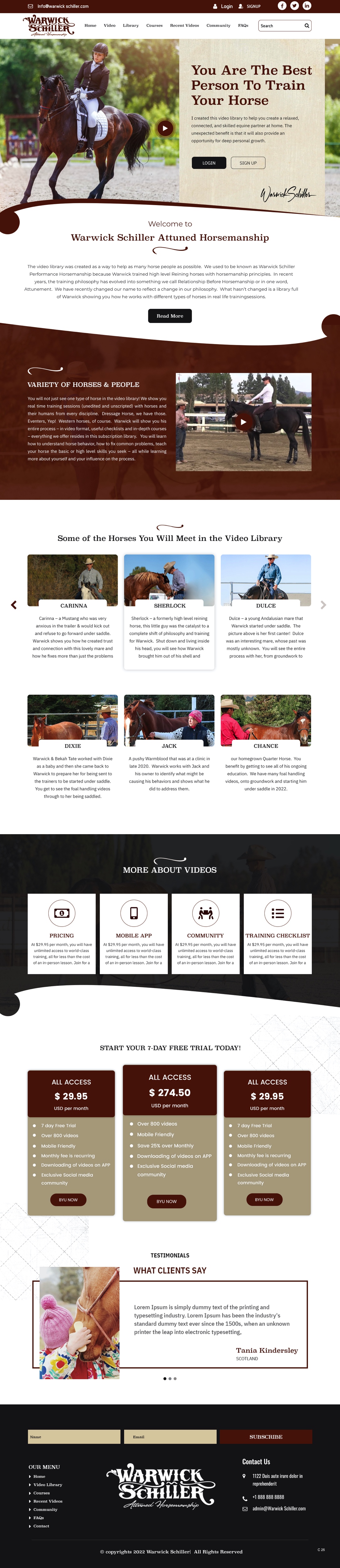 Landing Page-Design von pb für Warwick Schiller Attuned Horsemanship | Design #28333139