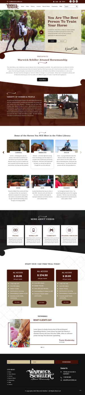 Landing Page Design by pb for Warwick Schiller Attuned Horsemanship | Design: #28333139