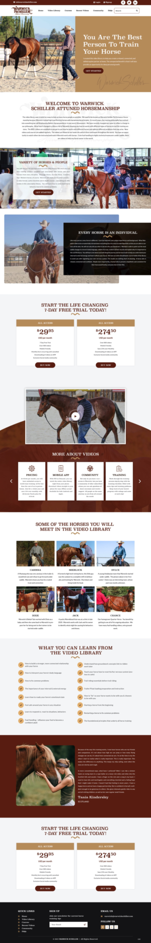 Diseño de Página de Aterrizaje por pb para Warwick Schiller Attuned Horsemanship | Diseño #28341637