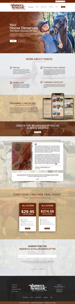 Horse Training Video Library Landing Page | Diseño de Página de Aterrizaje por Fusionex Studio