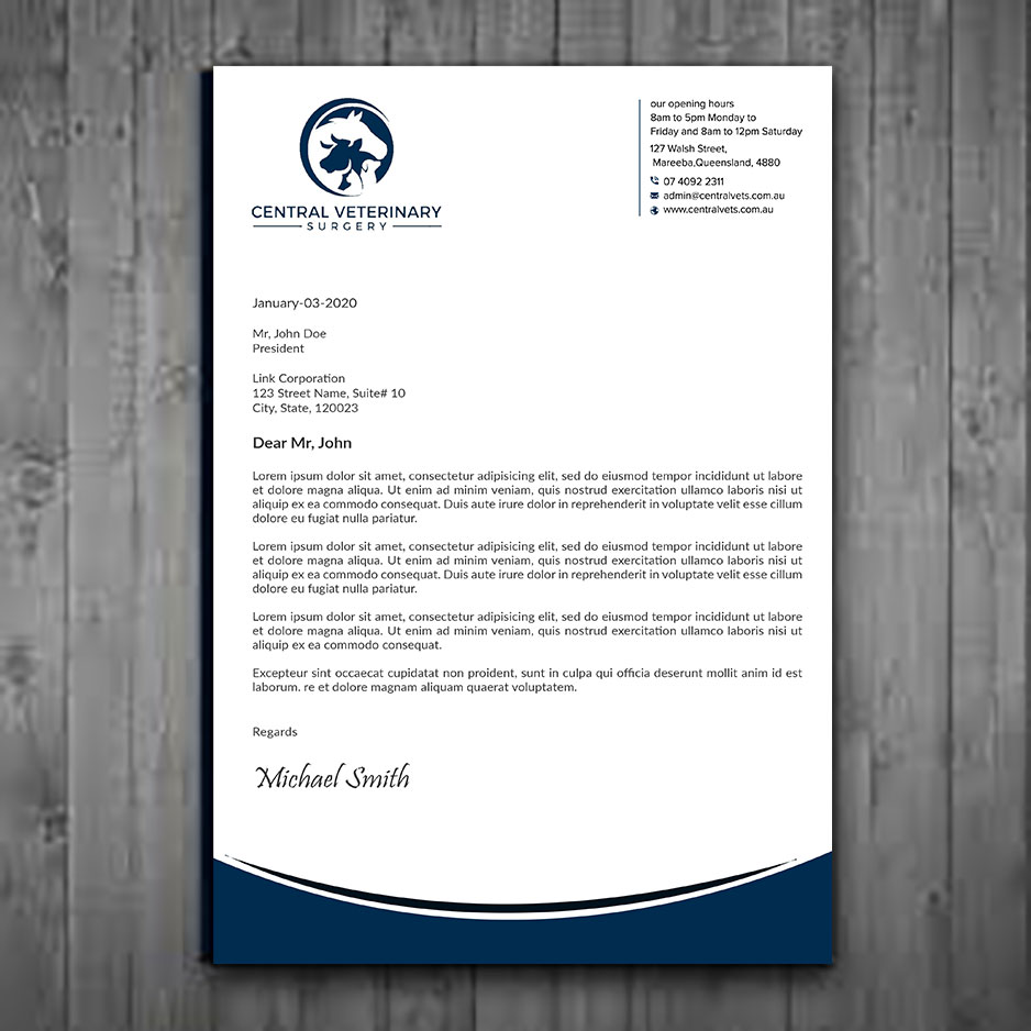 Letterhead Design by sadikul islam for Central Veterinary Surgery | Design #28351579