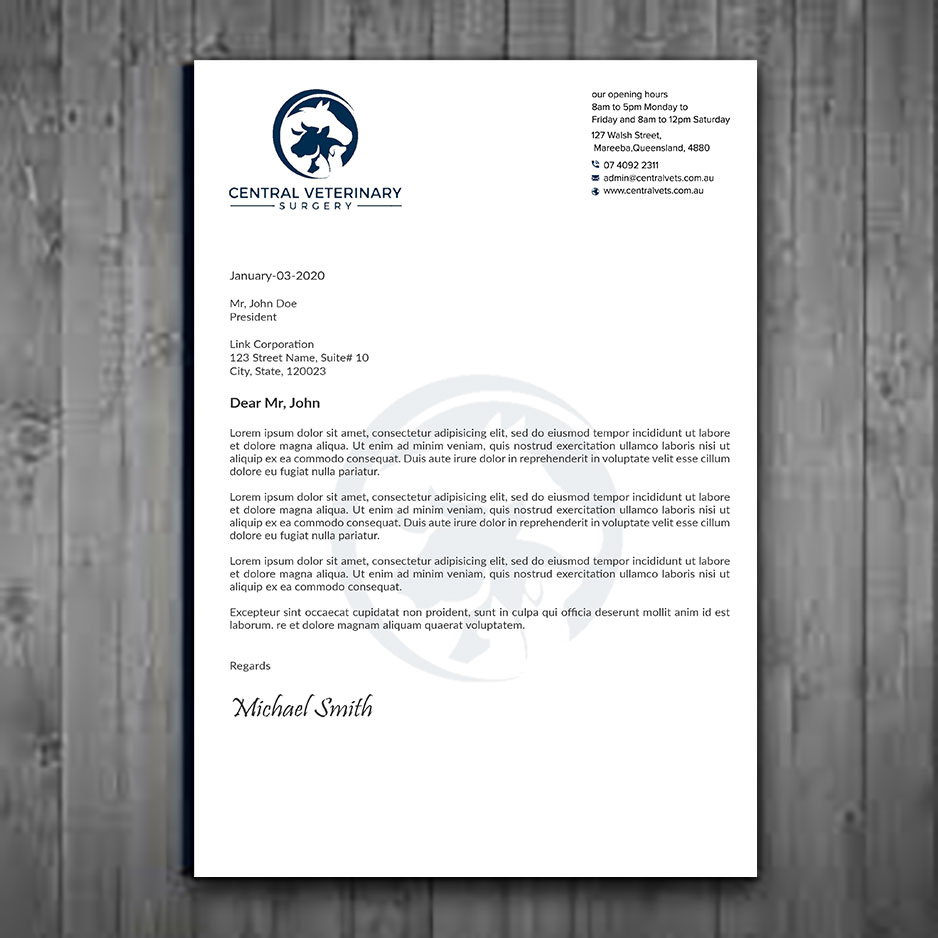 Letterhead Design by sadikul islam for Central Veterinary Surgery | Design #28351587