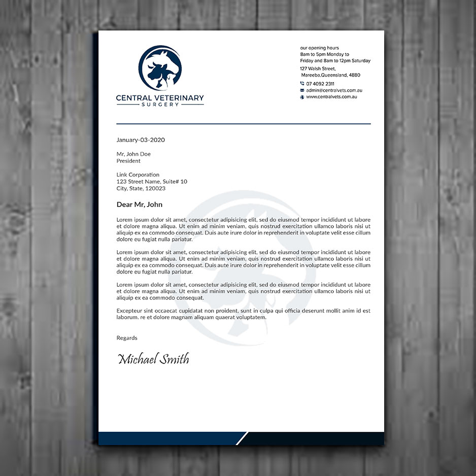 Letterhead Design by sadikul islam for Central Veterinary Surgery | Design #28351595
