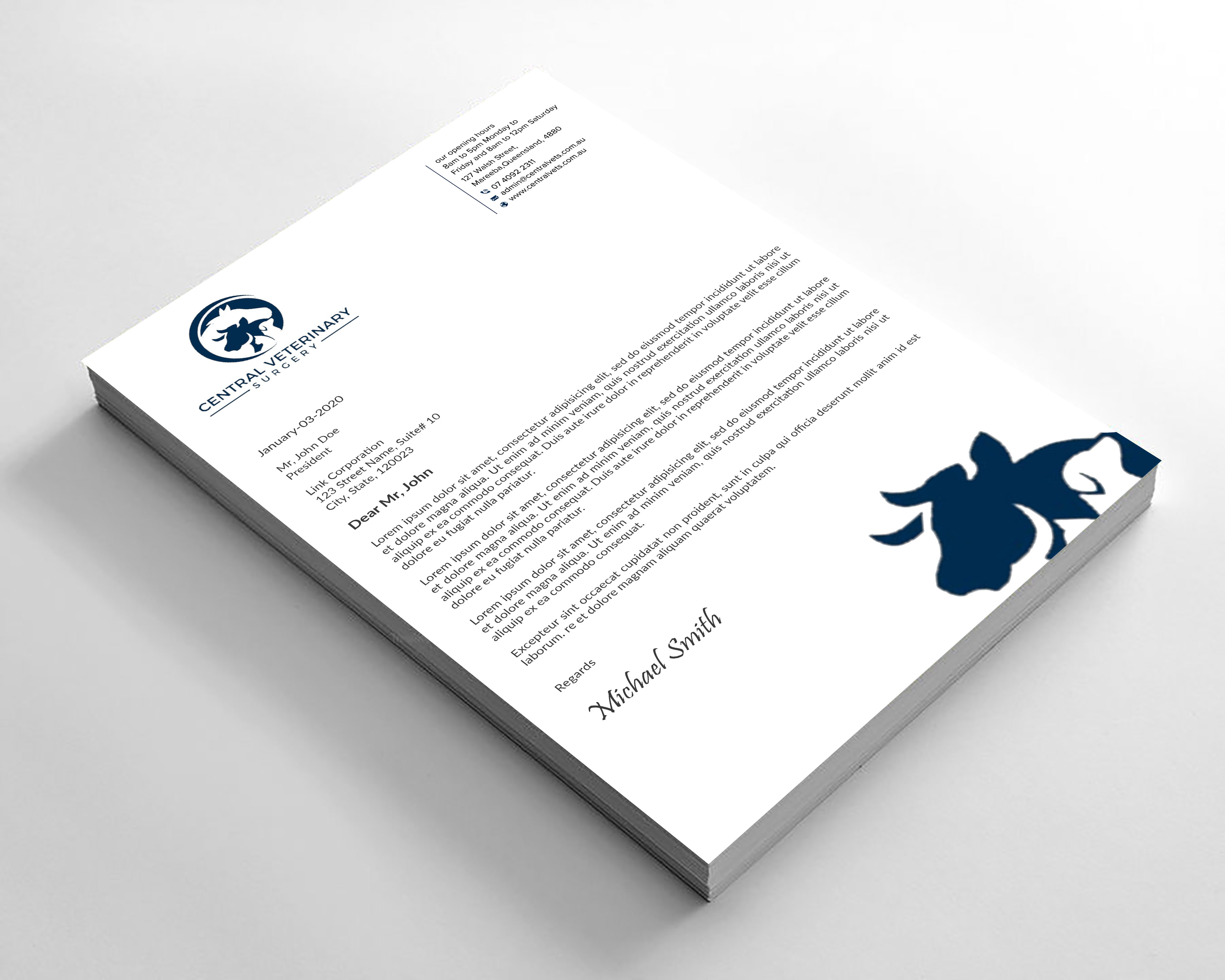 Diseño de Membrete por sadikul islam para Central Veterinary Surgery | Diseño #28351798