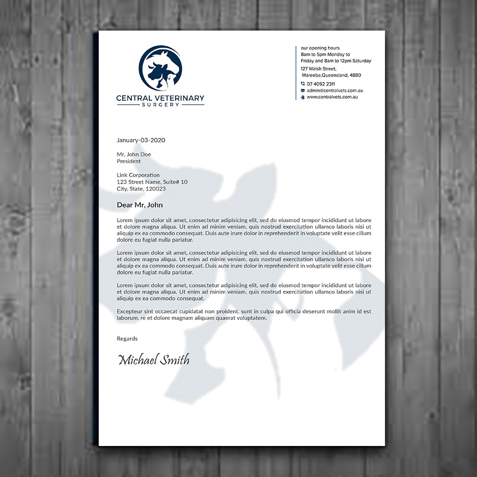 Diseño de Membrete por sadikul islam para Central Veterinary Surgery | Diseño #28351802