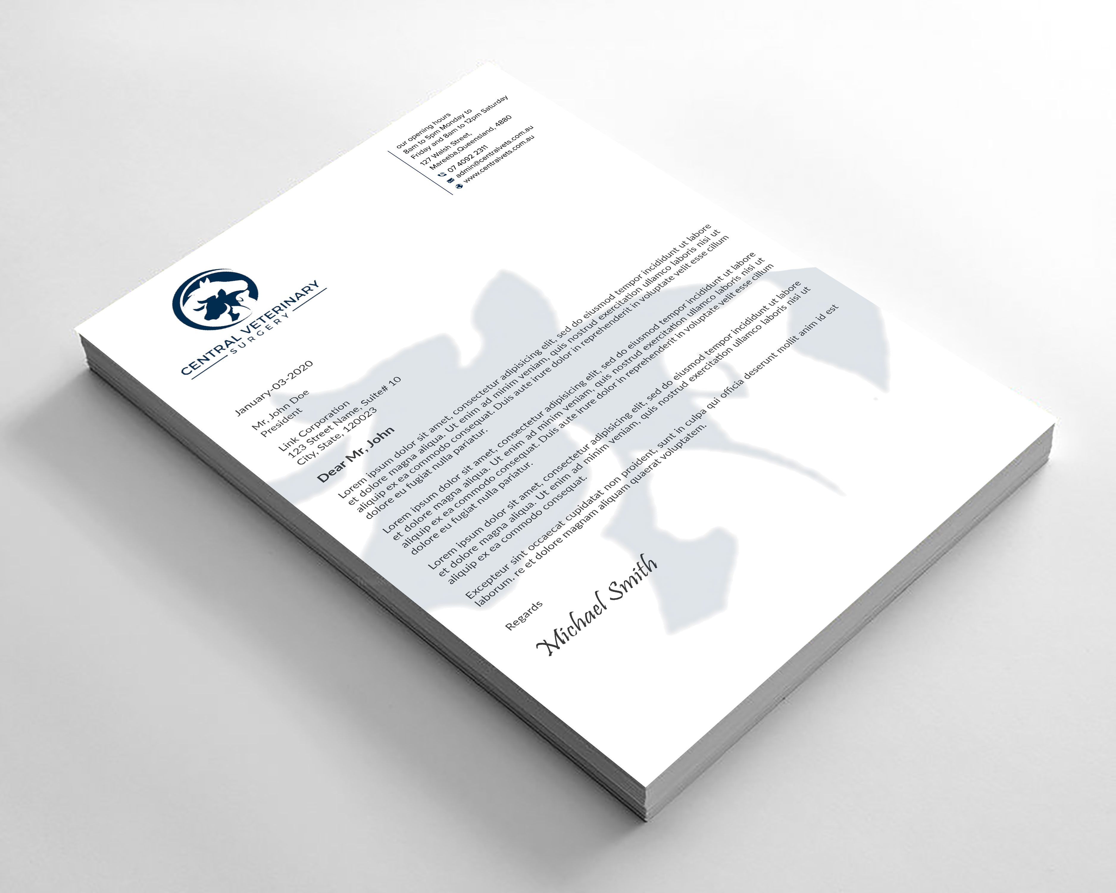 Diseño de Membrete por sadikul islam para Central Veterinary Surgery | Diseño #28351803