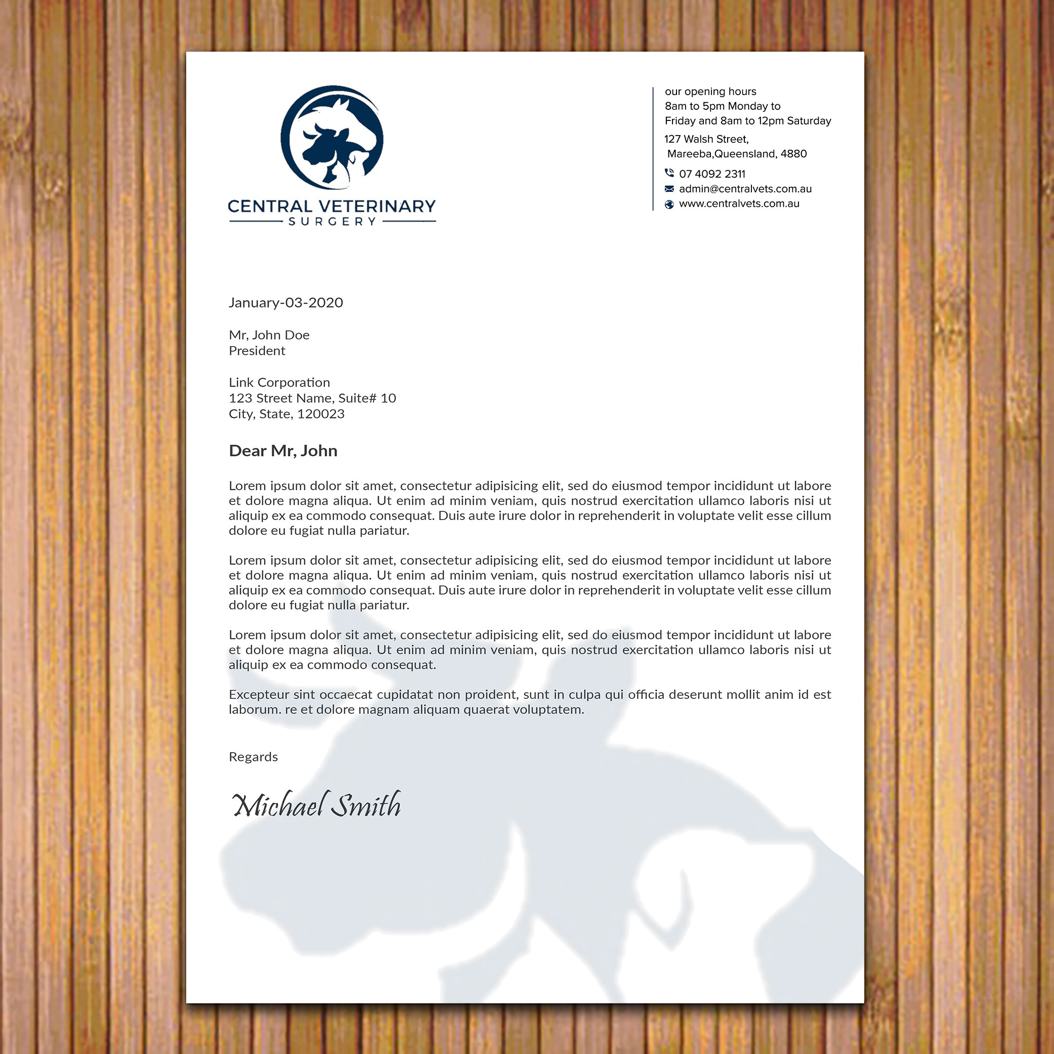 Diseño de Membrete por sadikul islam para Central Veterinary Surgery | Diseño #28351805