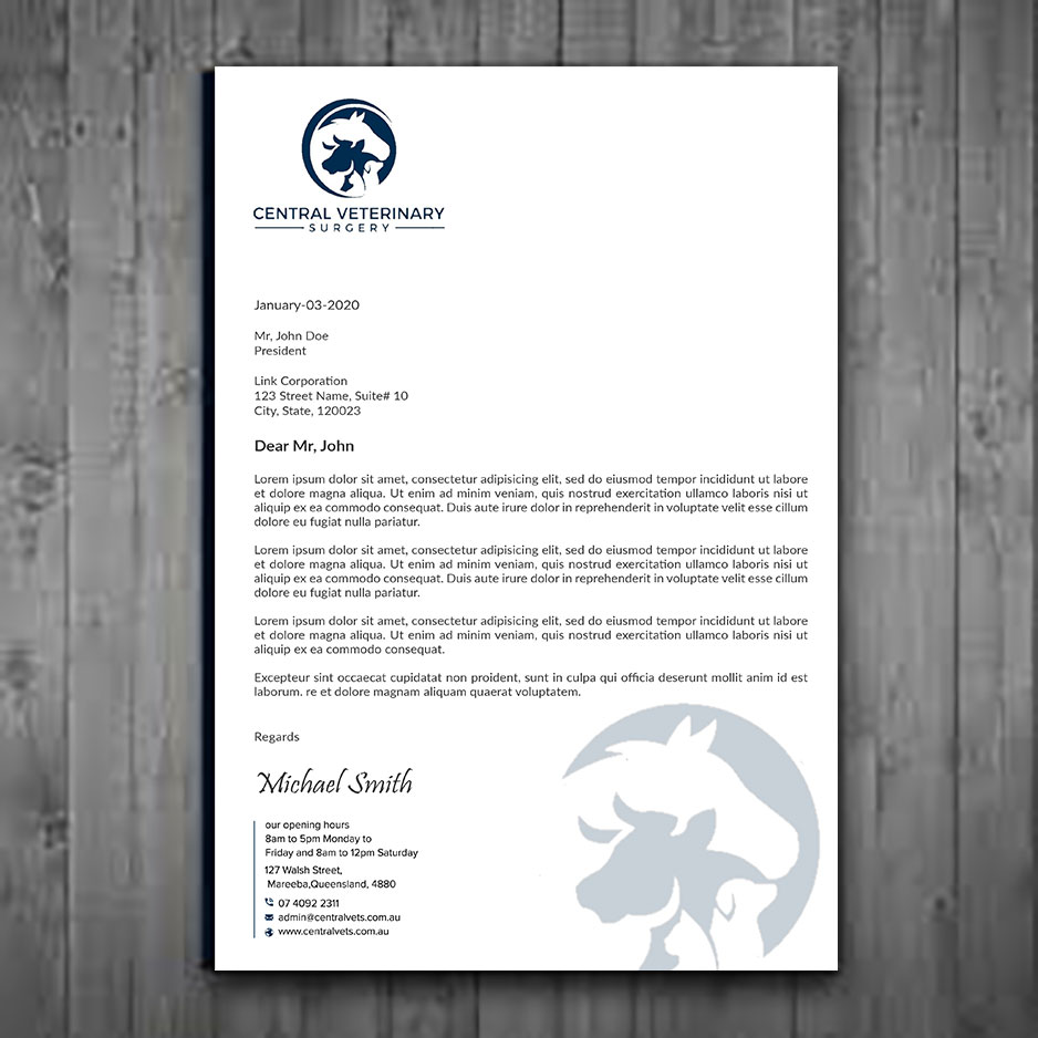 Diseño de Membrete por sadikul islam para Central Veterinary Surgery | Diseño #28351813