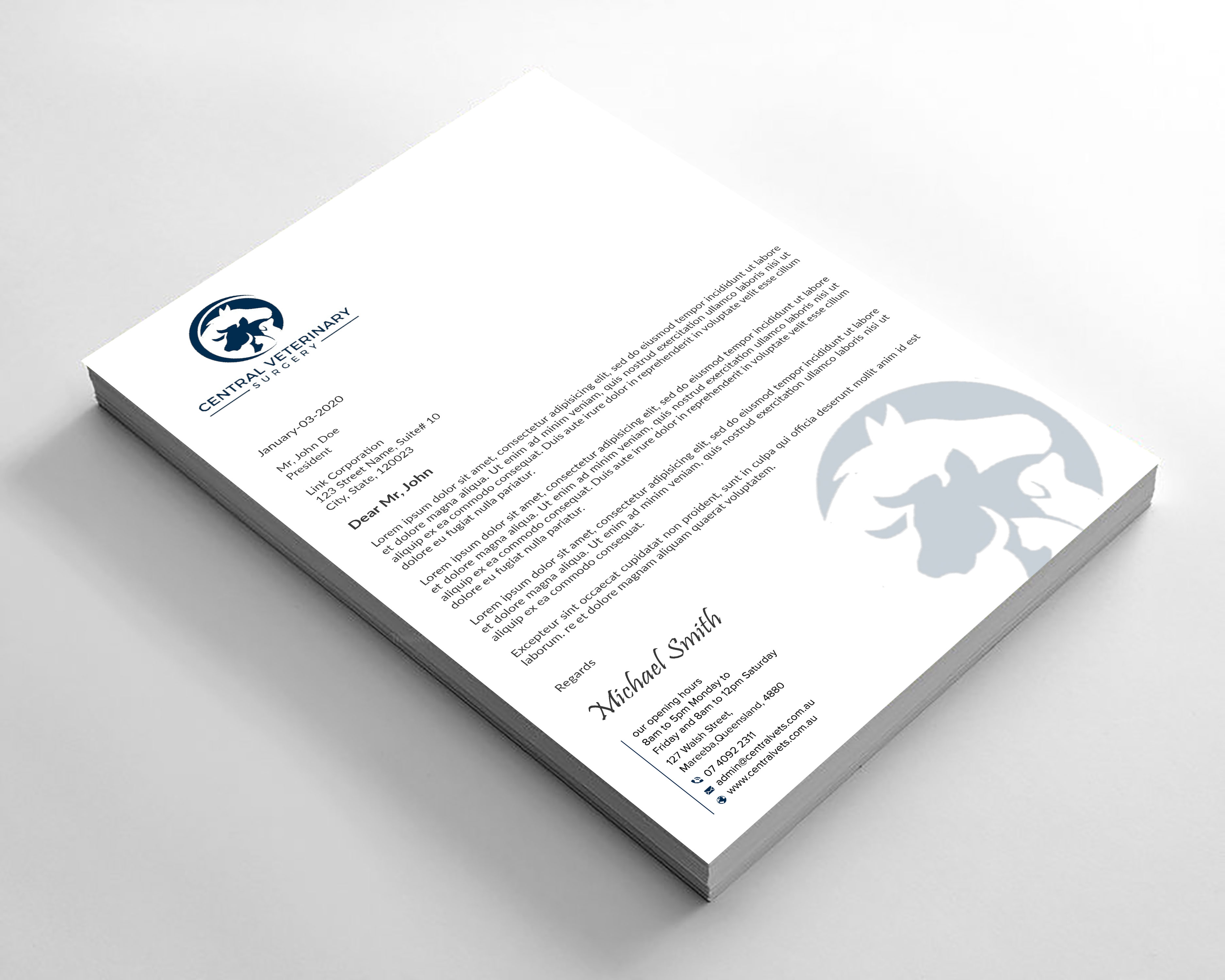 Diseño de Membrete por sadikul islam para Central Veterinary Surgery | Diseño #28351817