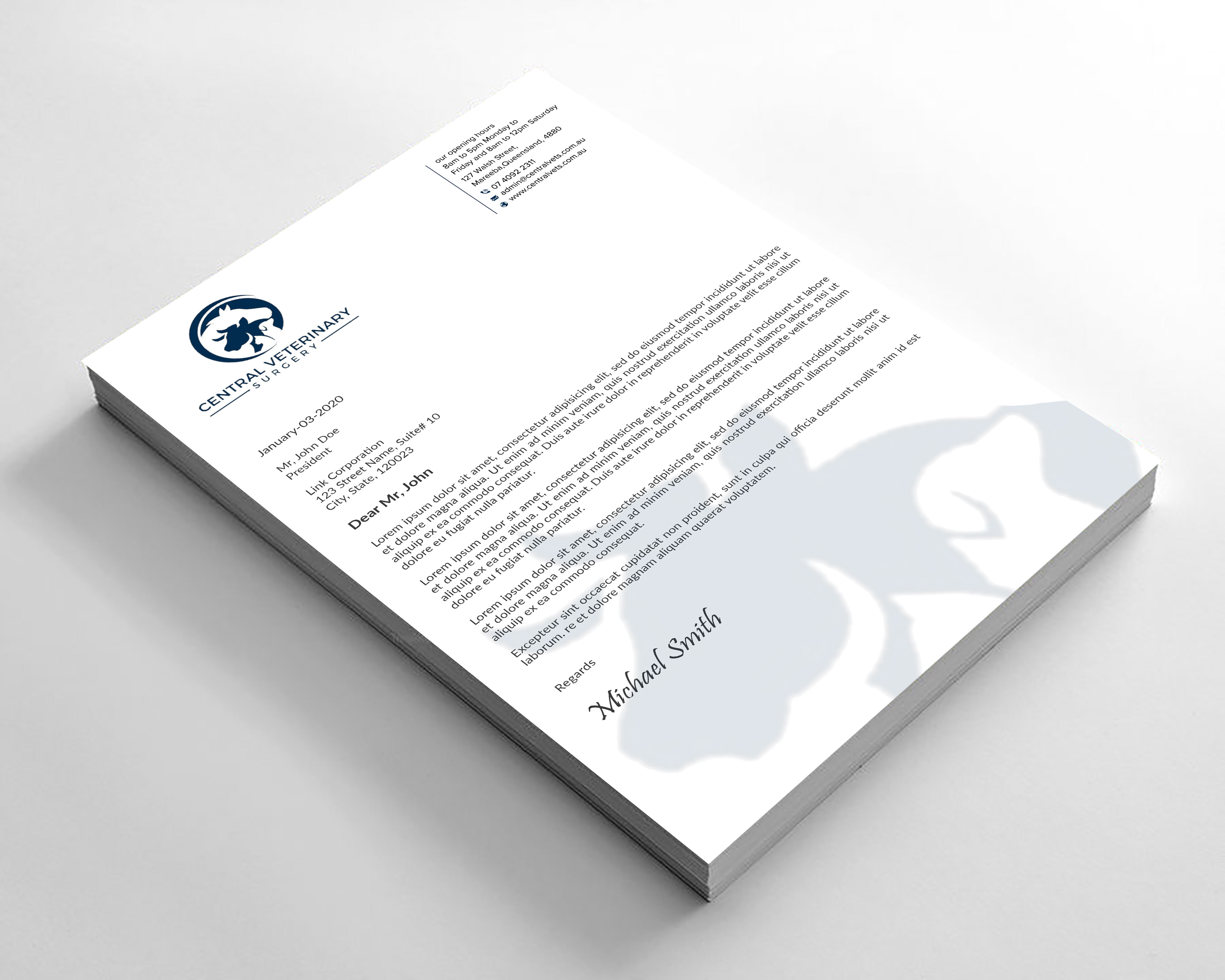 Diseño de Membrete por sadikul islam para Central Veterinary Surgery | Diseño #28351823