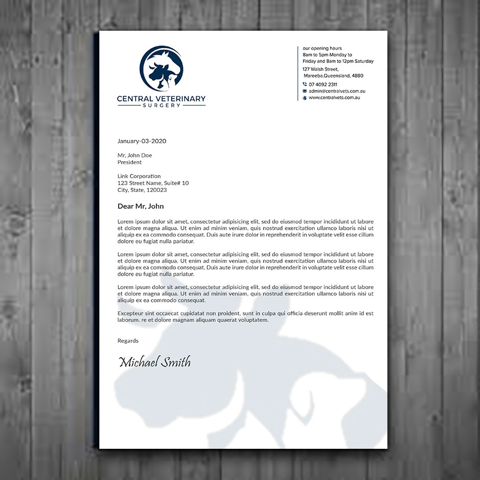 Diseño de Membrete por sadikul islam para Central Veterinary Surgery | Diseño #28352438