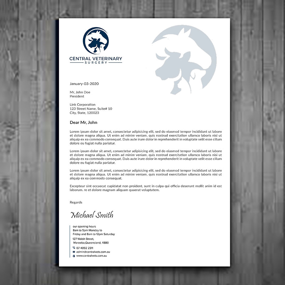 Letterhead Design by sadikul islam for Central Veterinary Surgery | Design #28352441