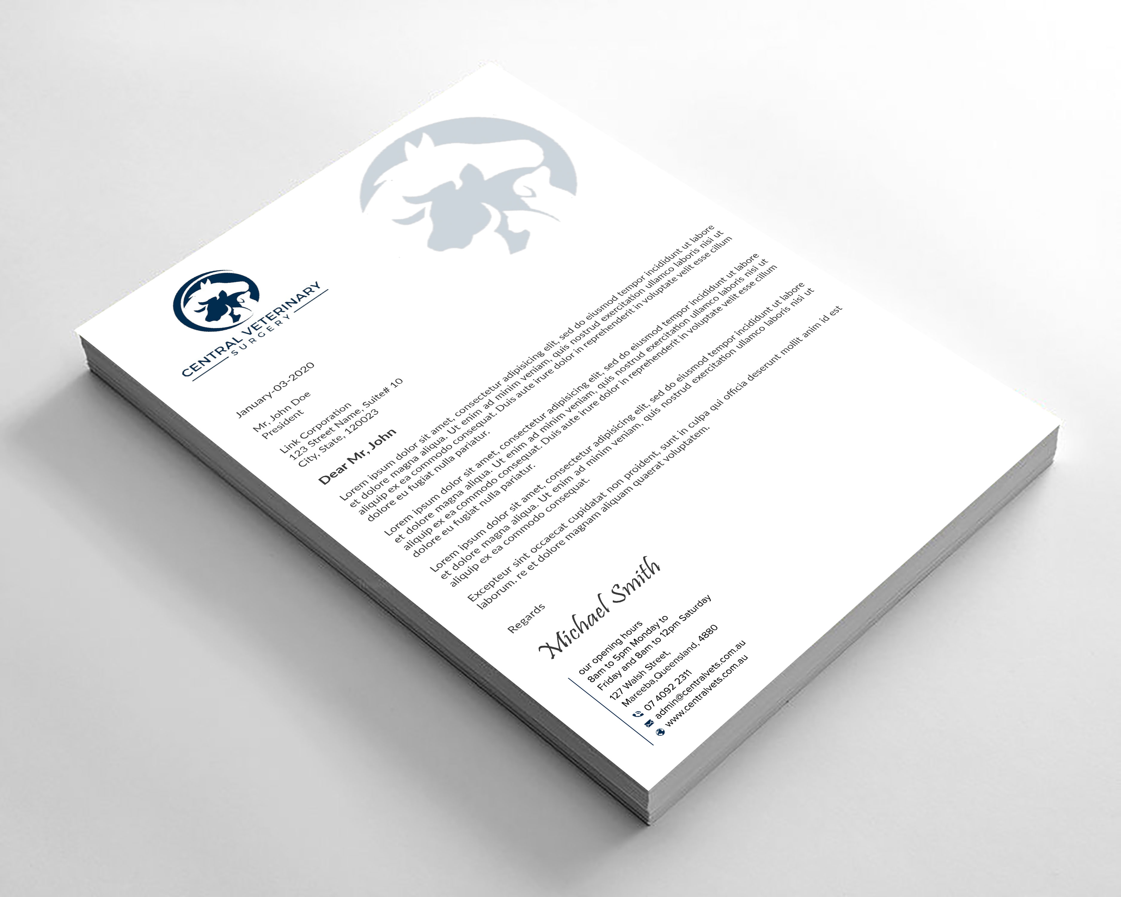 Diseño de Membrete por sadikul islam para Central Veterinary Surgery | Diseño #28352445