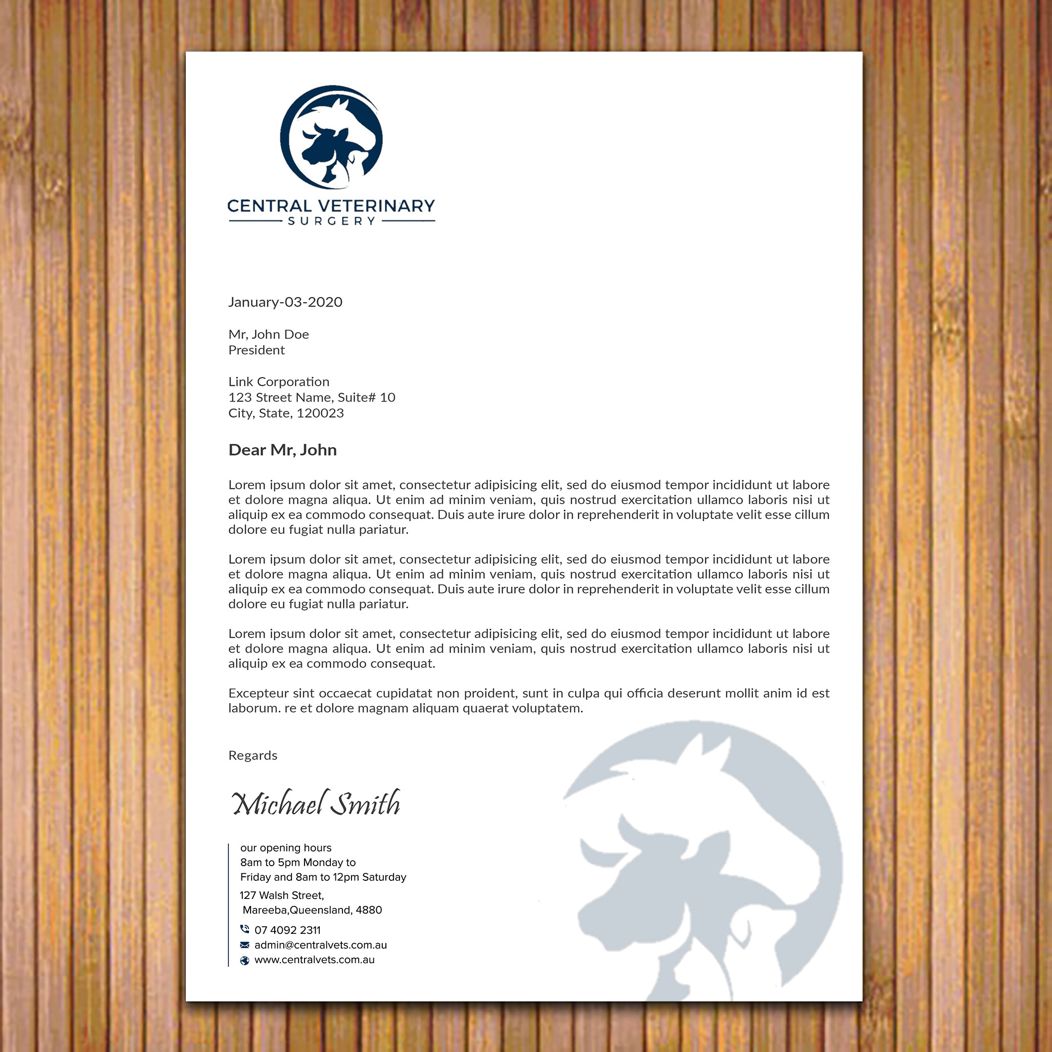 Letterhead Design by sadikul islam for Central Veterinary Surgery | Design #28352446
