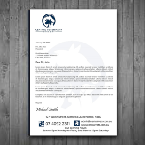 Letterhead Design by sadikul islam for Central Veterinary Surgery | Design: #28352459