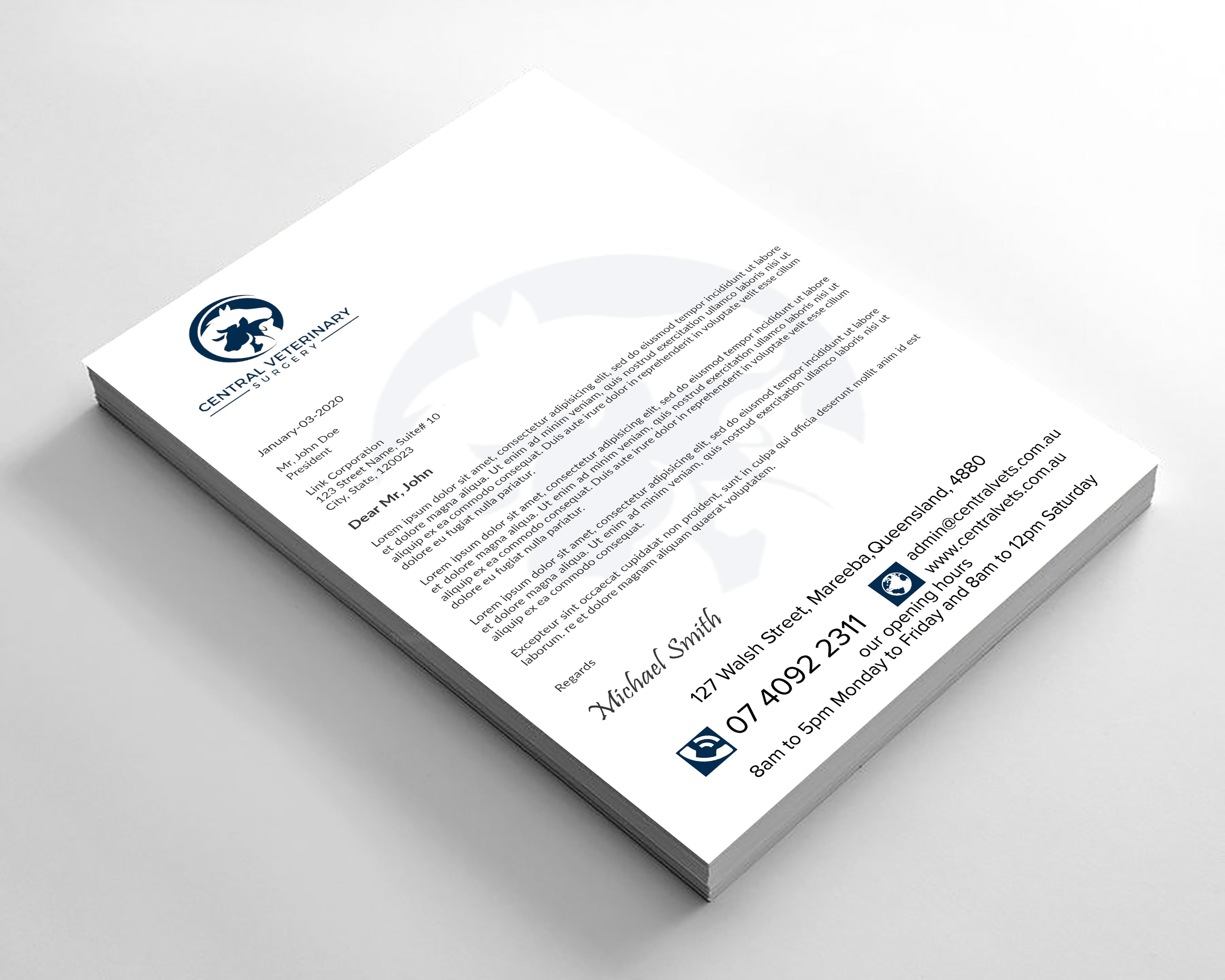Letterhead Design by sadikul islam for Central Veterinary Surgery | Design #28352461