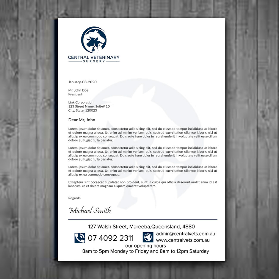 Letterhead Design by sadikul islam for Central Veterinary Surgery | Design #28352466