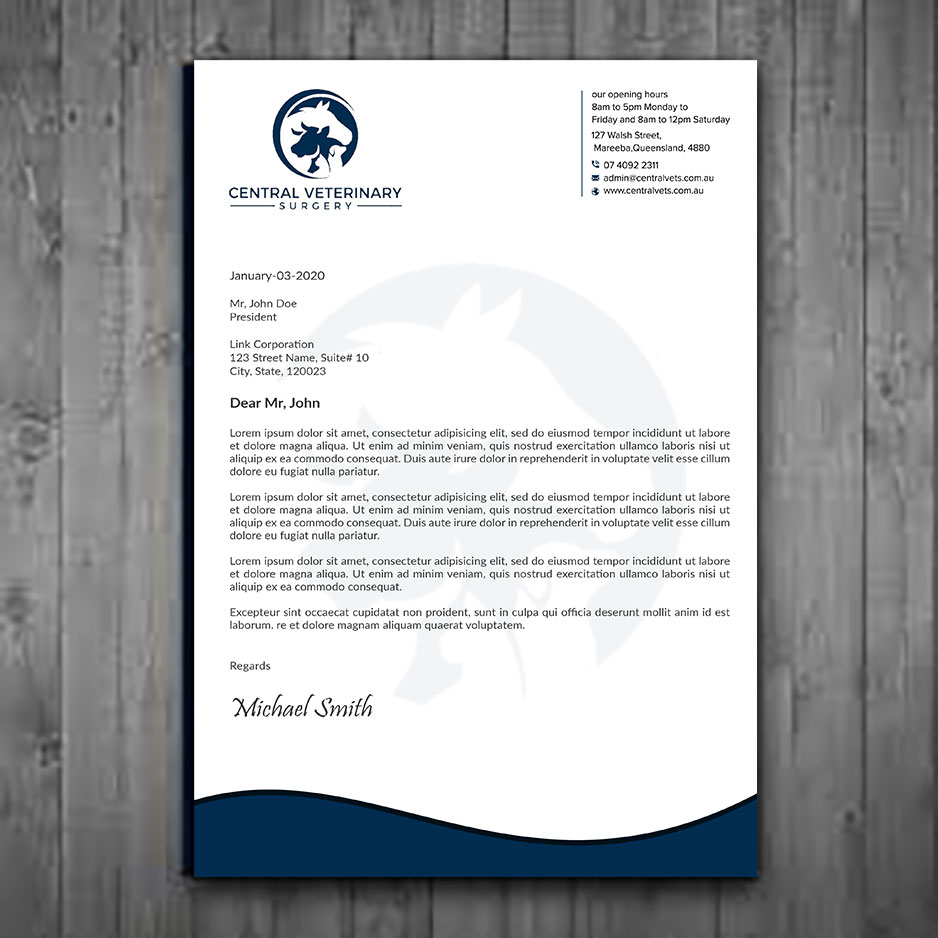 Letterhead Design by sadikul islam for Central Veterinary Surgery | Design #28352469