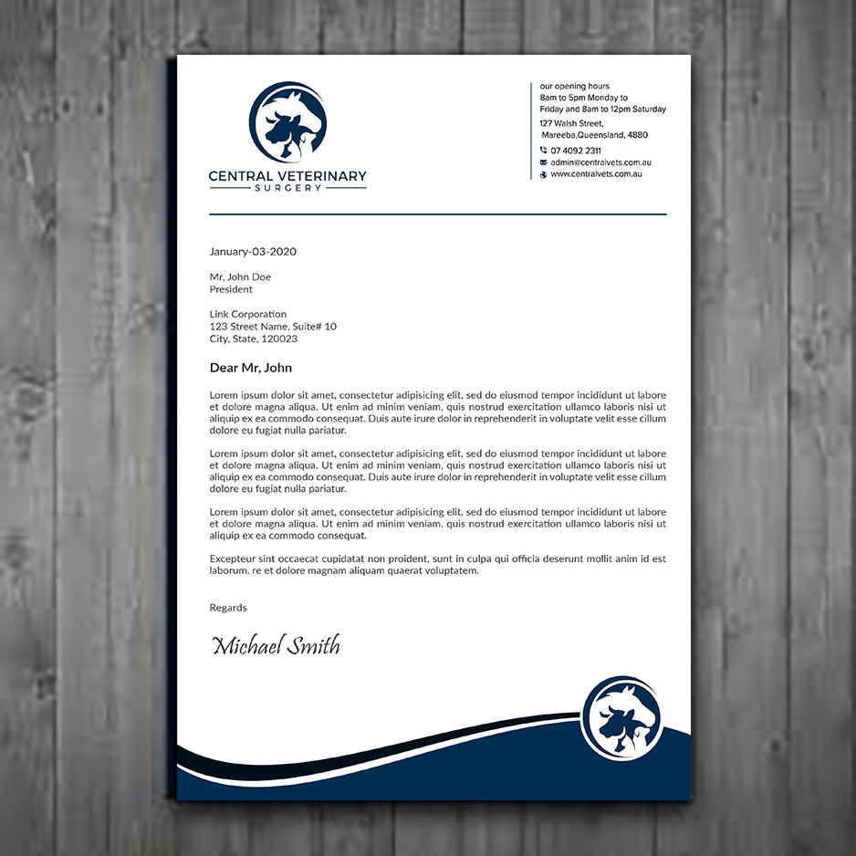 Briefkopf-Design von sadikul islam für Central Veterinary Surgery | Design #28352492
