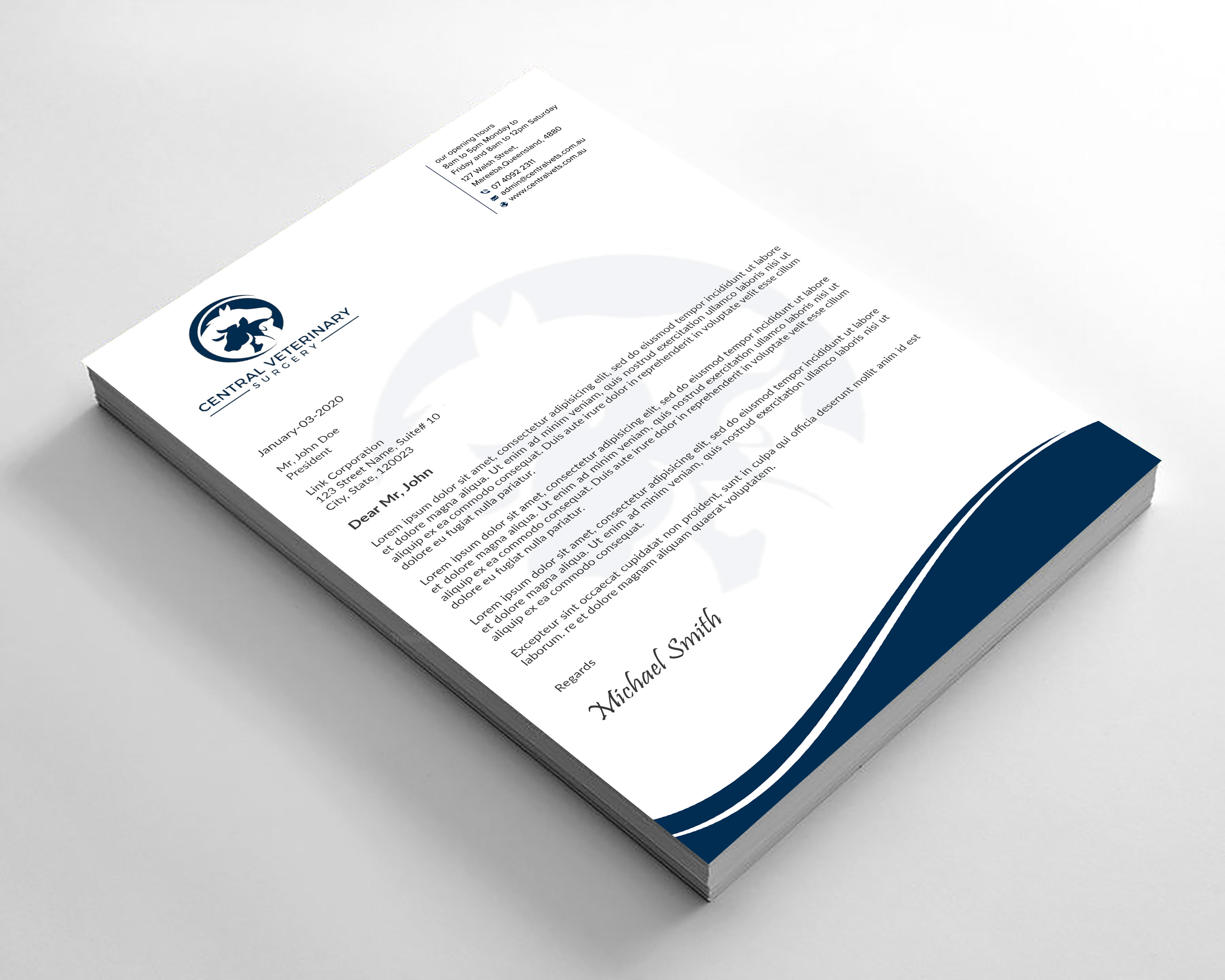Letterhead Design by sadikul islam for Central Veterinary Surgery | Design #28354115