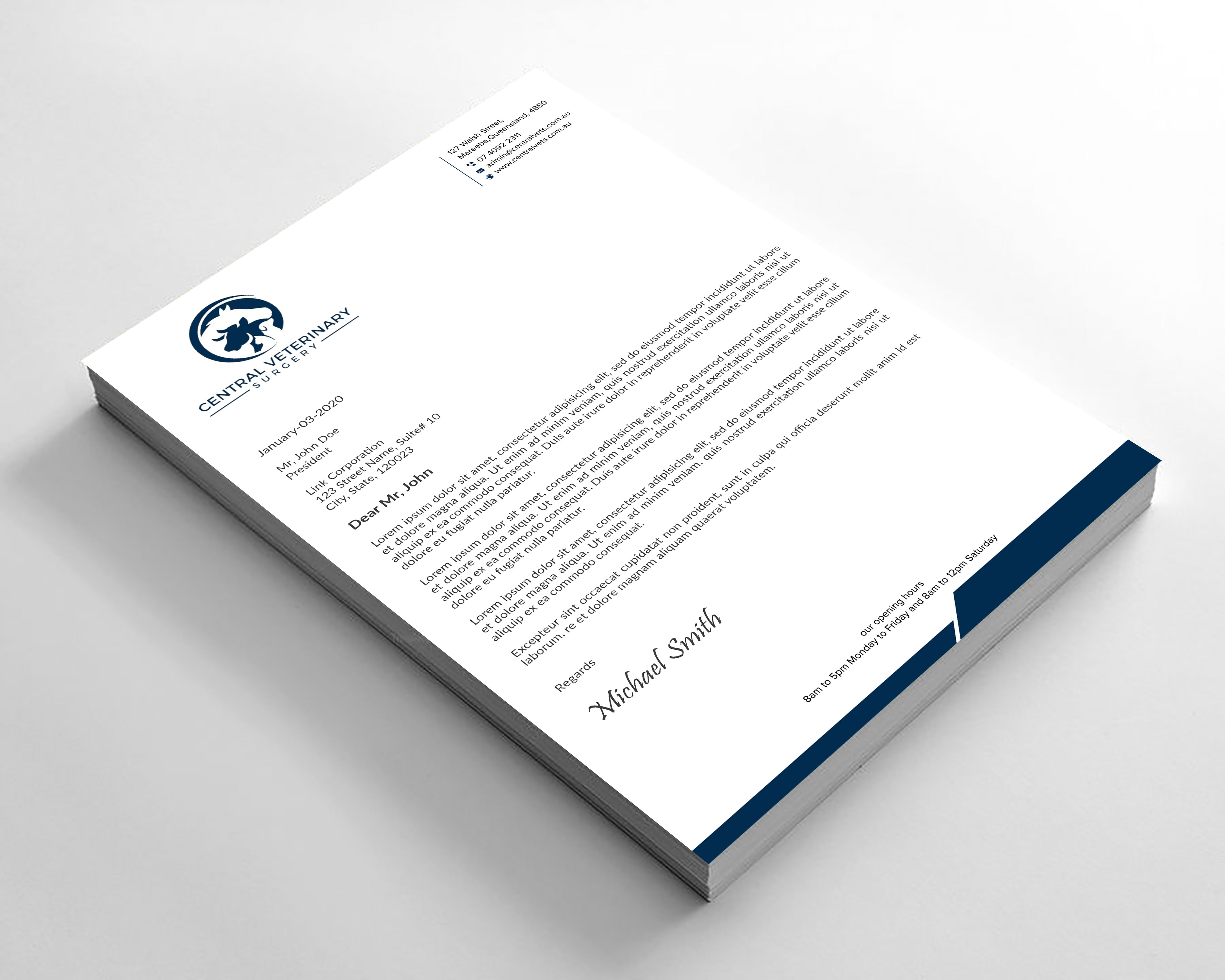 Letterhead Design by sadikul islam for Central Veterinary Surgery | Design #28354126