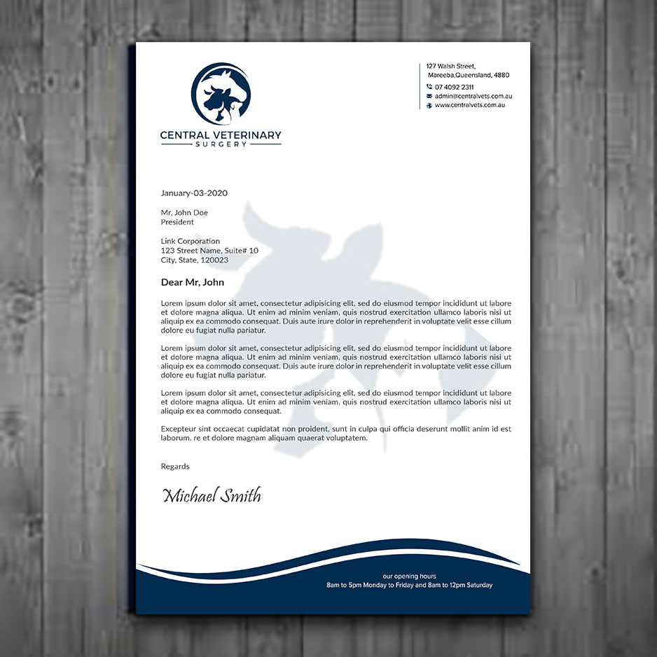 Letterhead Design by sadikul islam for Central Veterinary Surgery | Design #28354240