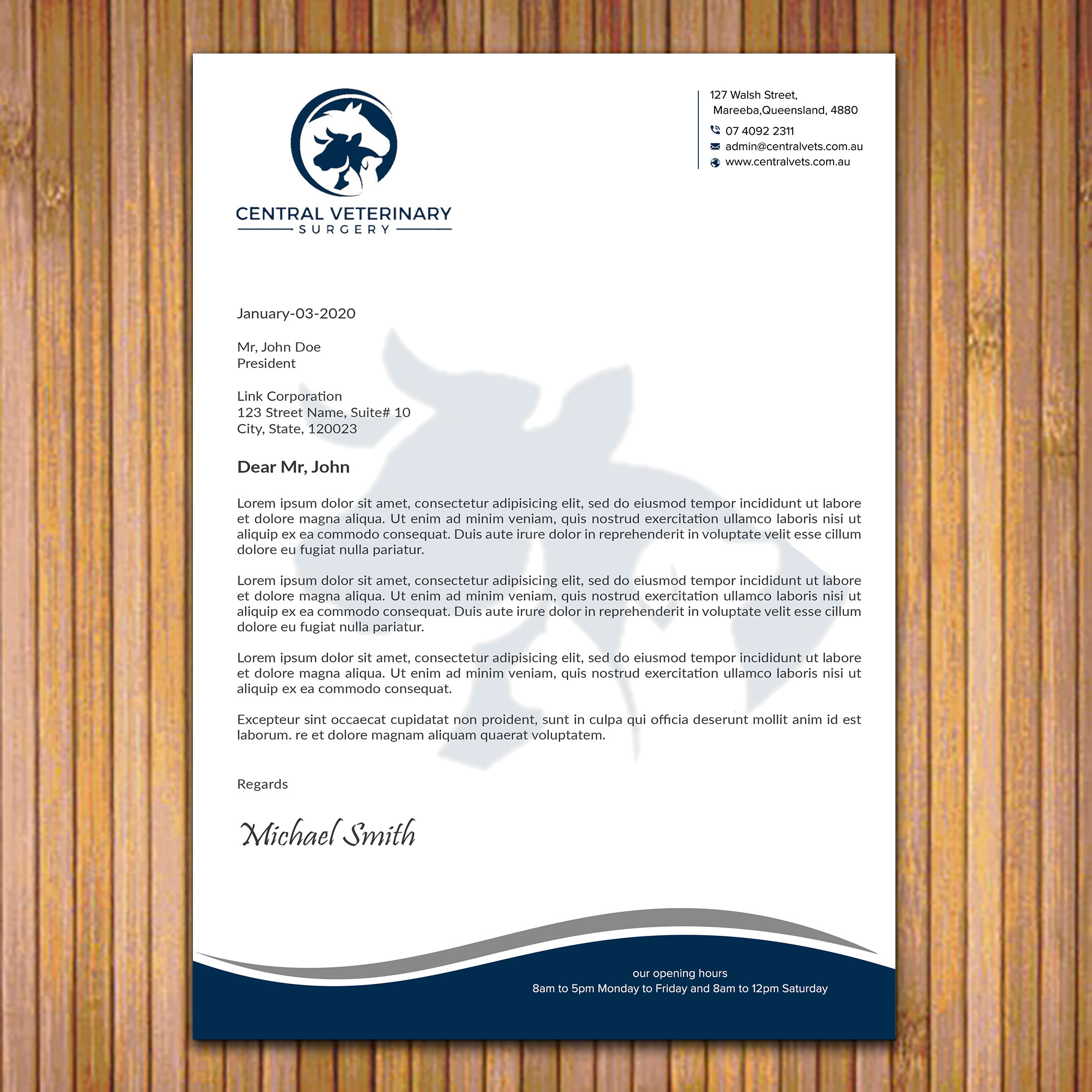 Letterhead Design by sadikul islam for Central Veterinary Surgery | Design #28354242