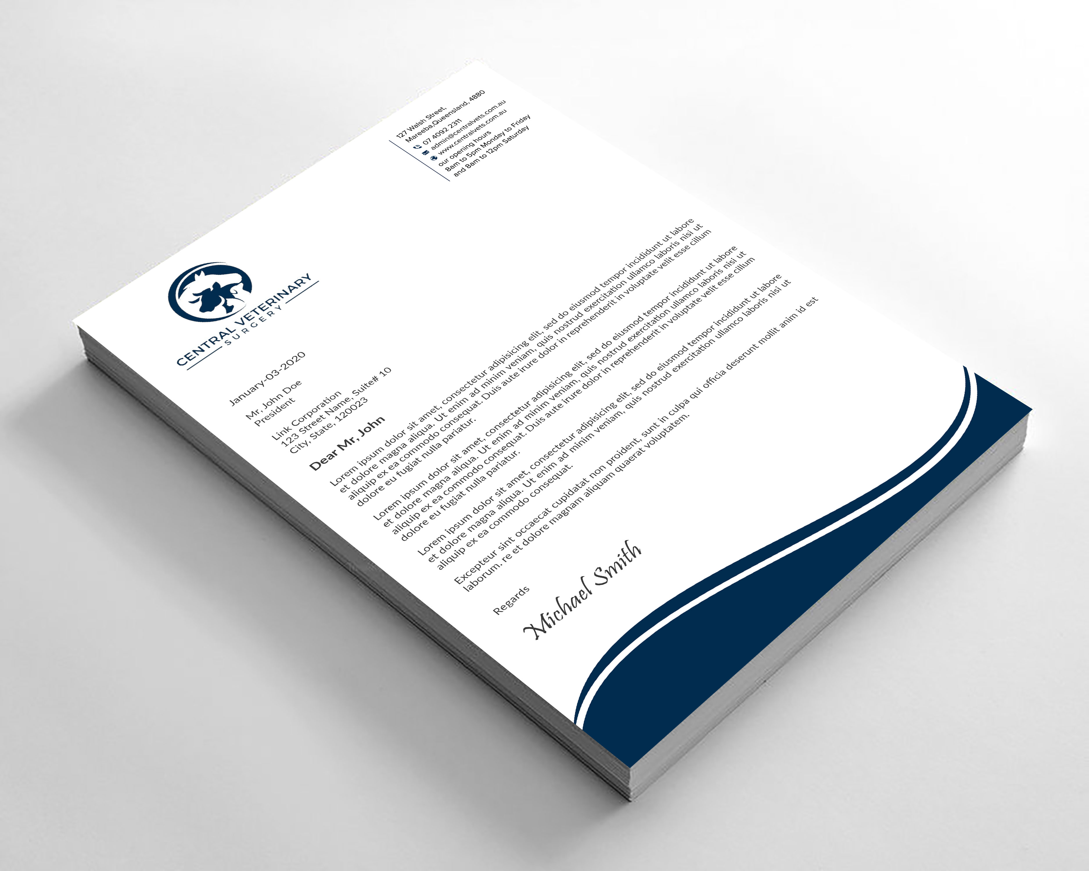 Letterhead Design by sadikul islam for Central Veterinary Surgery | Design #28354244