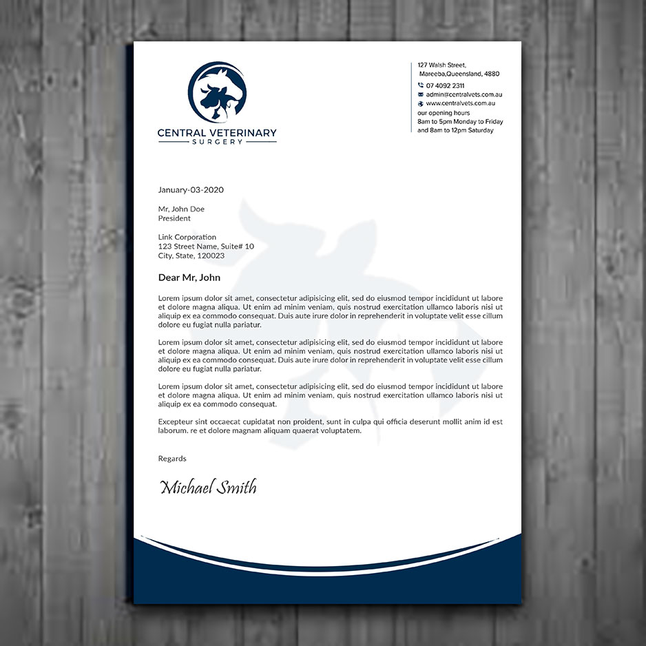 Letterhead Design by sadikul islam for Central Veterinary Surgery | Design #28354250
