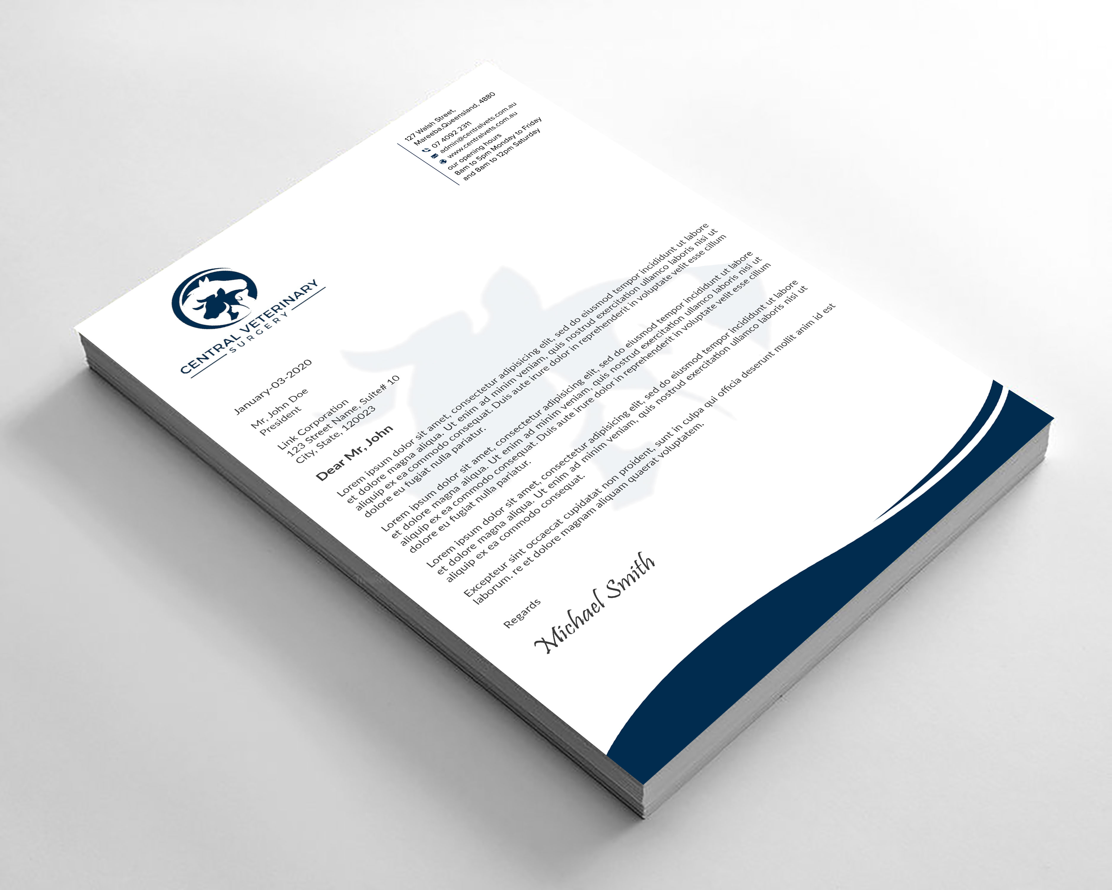 Diseño de Membrete por sadikul islam para Central Veterinary Surgery | Diseño #28354251