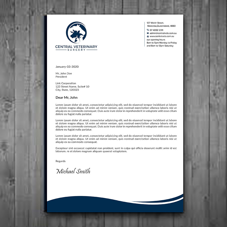 Letterhead Design by sadikul islam for Central Veterinary Surgery | Design #28354254
