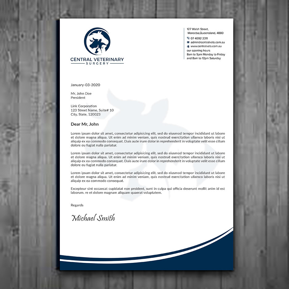 Diseño de Membrete por sadikul islam para Central Veterinary Surgery | Diseño #28354259