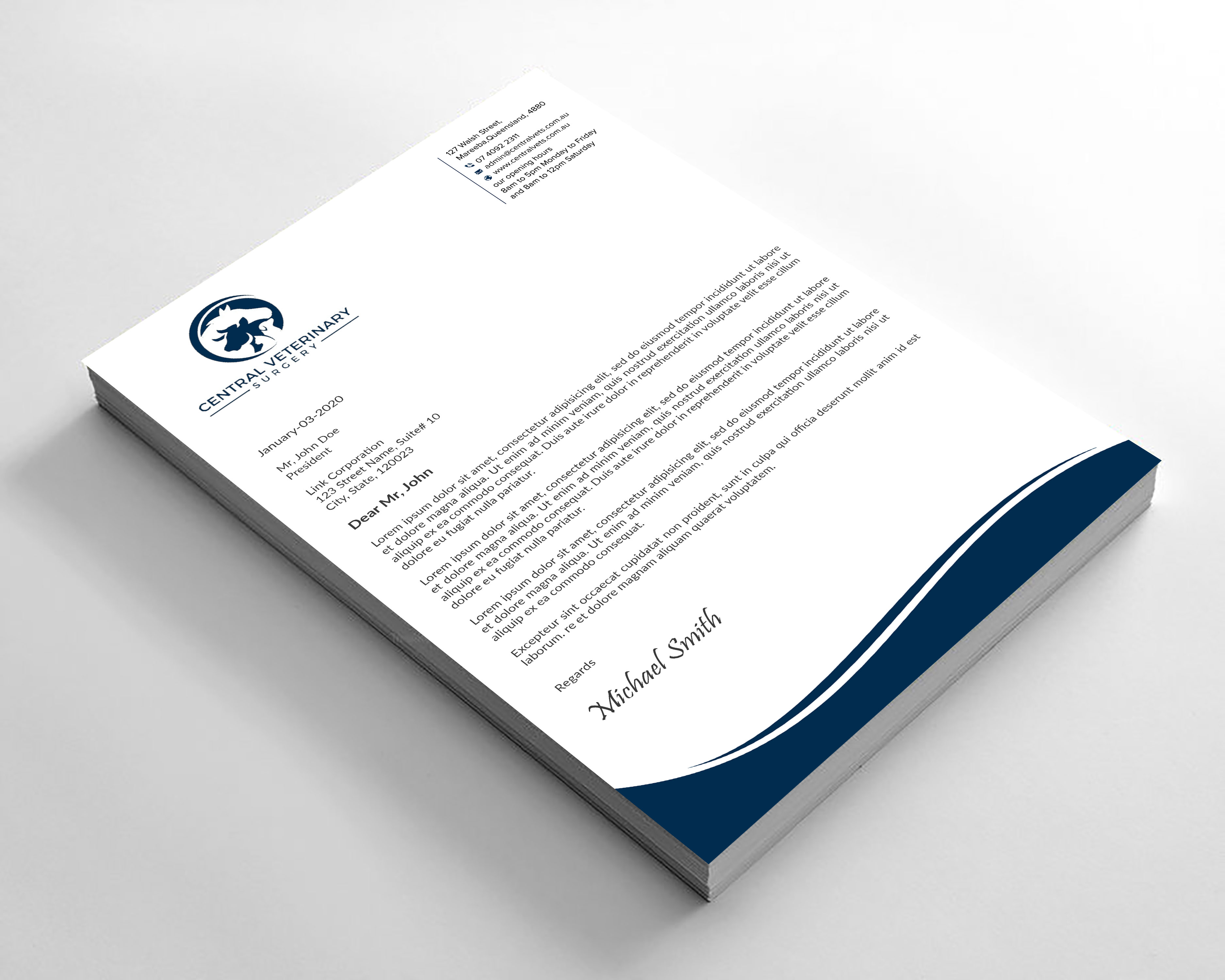 Letterhead Design by sadikul islam for Central Veterinary Surgery | Design #28354262