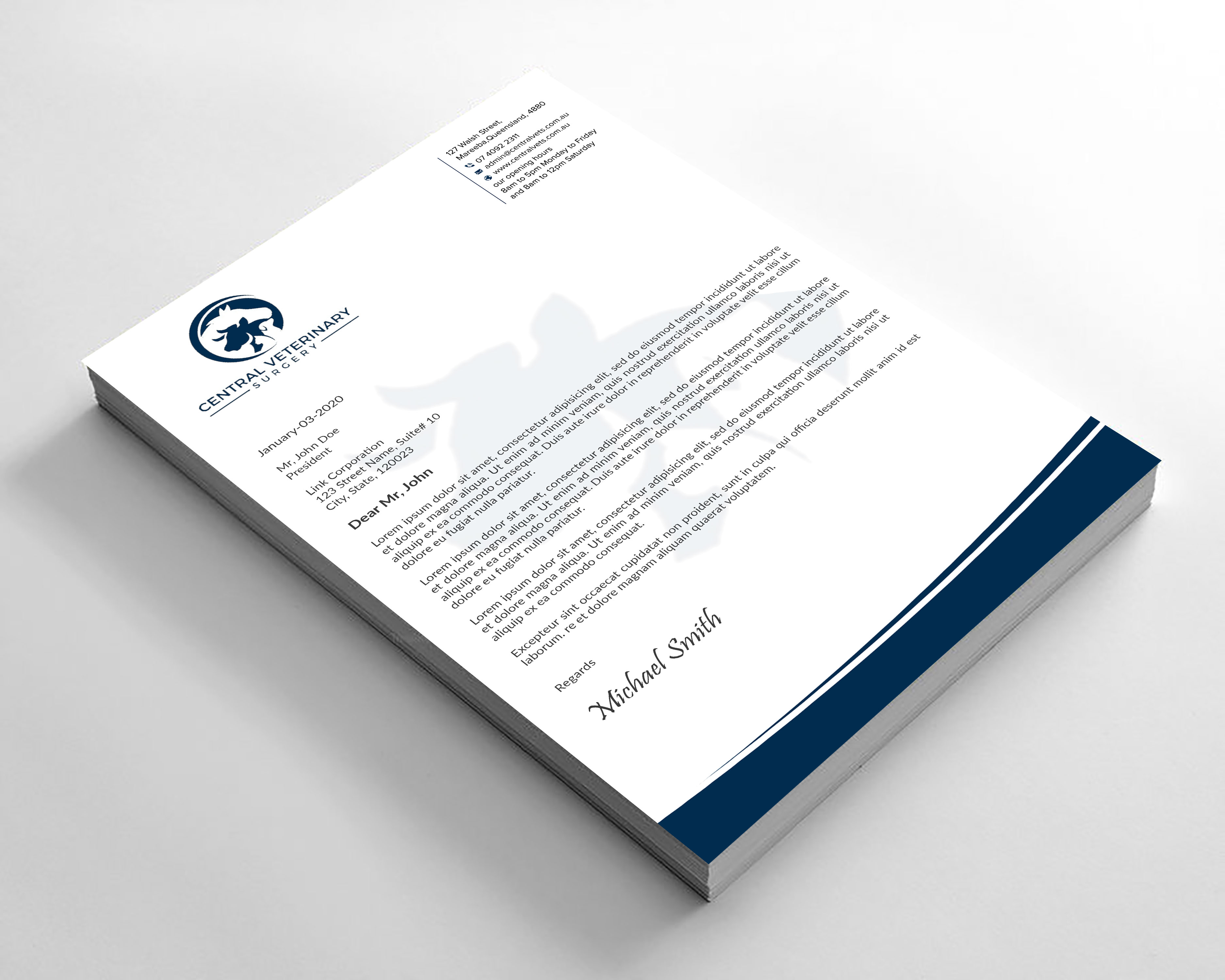 Letterhead Design by sadikul islam for Central Veterinary Surgery | Design #28354266