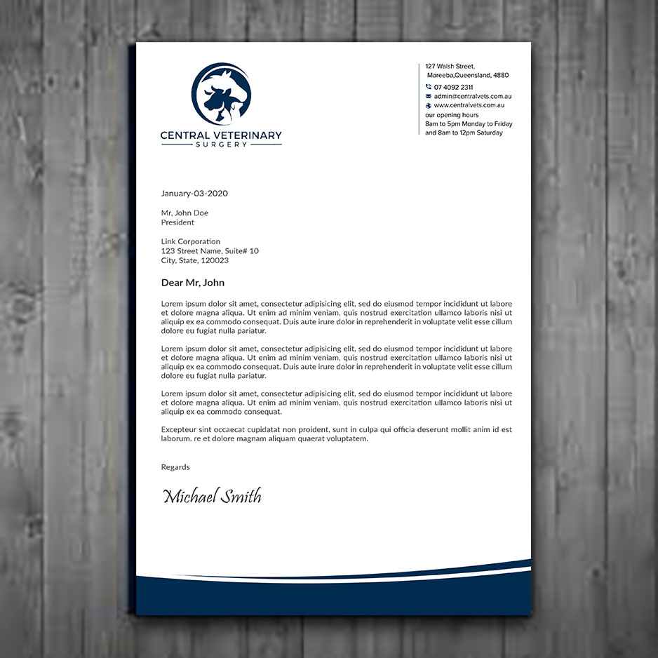 Letterhead Design by sadikul islam for Central Veterinary Surgery | Design #28354267