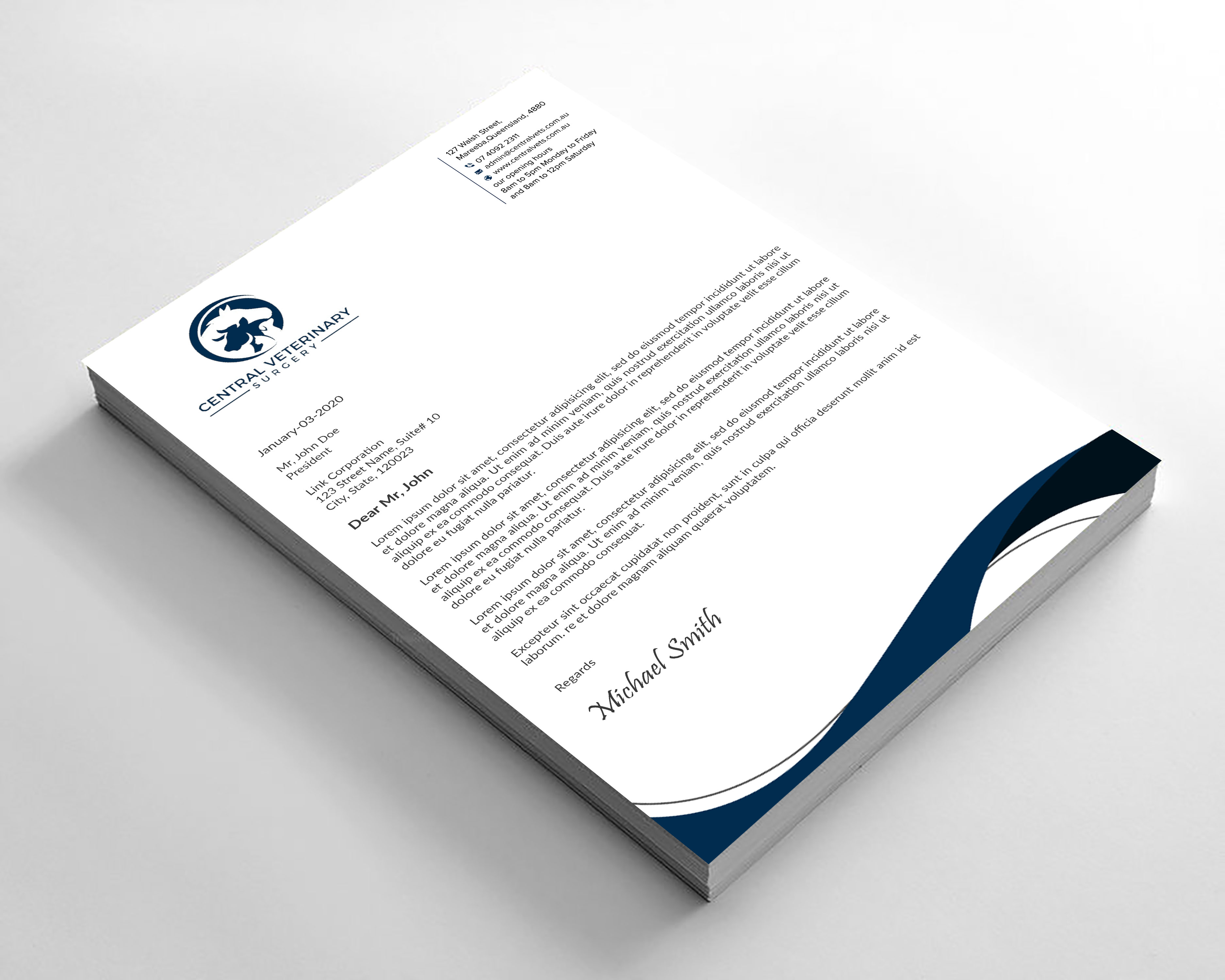 Letterhead Design by sadikul islam for Central Veterinary Surgery | Design #28354270