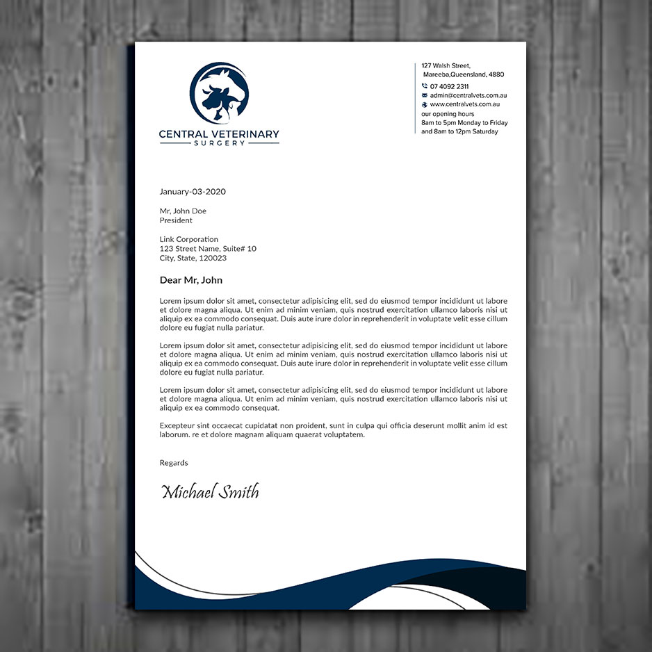 Letterhead Design by sadikul islam for Central Veterinary Surgery | Design #28354271