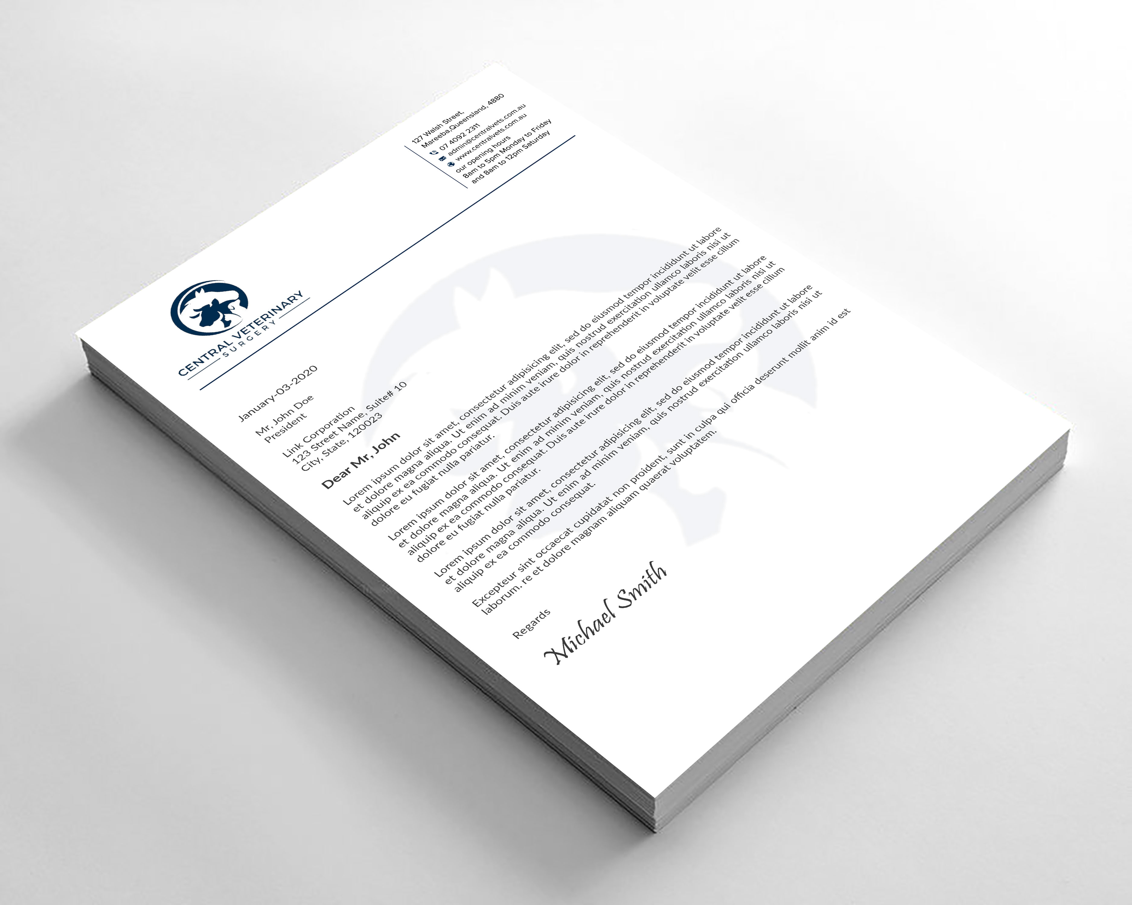 Diseño de Membrete por sadikul islam para Central Veterinary Surgery | Diseño #28354283